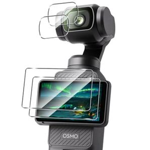 2304215☆ AQXNG ガラスフィルム 2枚 + カメラフィルム 2枚 DJI OSMO Pocket 3 用の フィルム 強化ガラス 液晶 保護フィルム