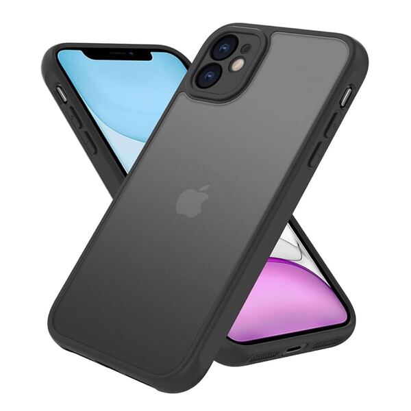 2307101☆ iPhone 11 ケース 背面マット 半透明 耐衝撃 iPhone 11 ケース 指紋防止 アイフォン 11 カバー 米軍MIL規格 ブラック