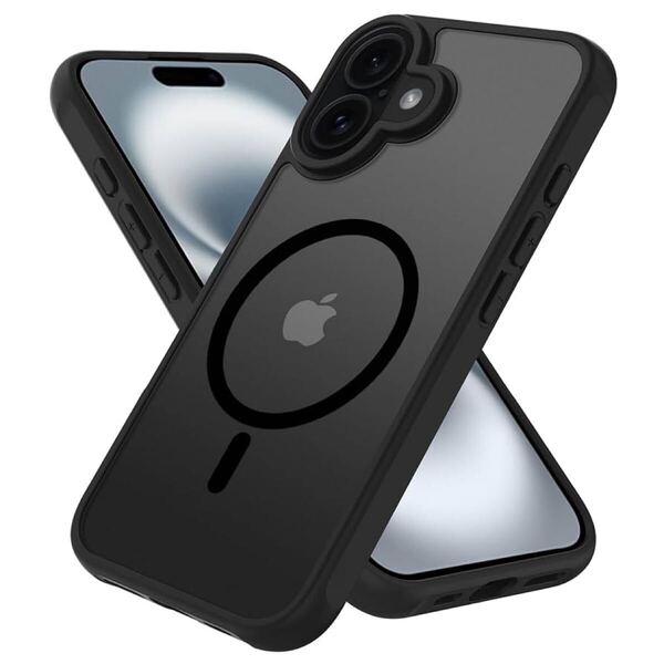 2307102☆ PinLiSheng iPhone16 ケース 半透明 マット感 MagSafe対応 マグネット搭載 米軍MIL規格 耐衝撃 黄ばみなし ブラック