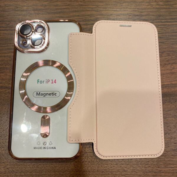 2307109☆ iPhone 14 ケース 手帳型 magsafe対応 6.1インチ 背面 透明 クリア 財布型 アイフォン 14 ケース マグセーフ 手帳 ワイヤレス
