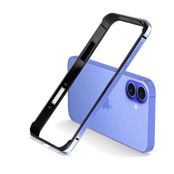 2307127☆ 【YMXPY】iPhone16 アルミバンパー ケース メタル+シリコン フレーム 二重構造 レンズ保護 軽量 ストラップ穴 耐衝撃 バンパー