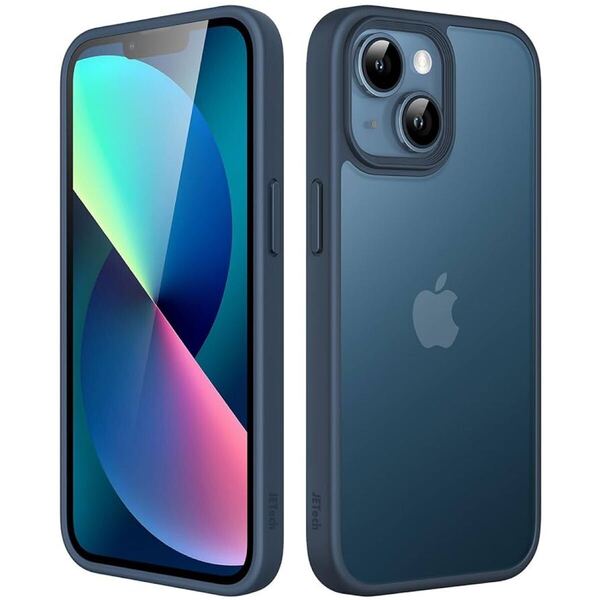 2308057☆ JETech マットケース iPhone 13 Mini 5.4インチ 耐衝撃性ミリタリーグレードの落下防止 つや消しの半透明 (ストームブルー)