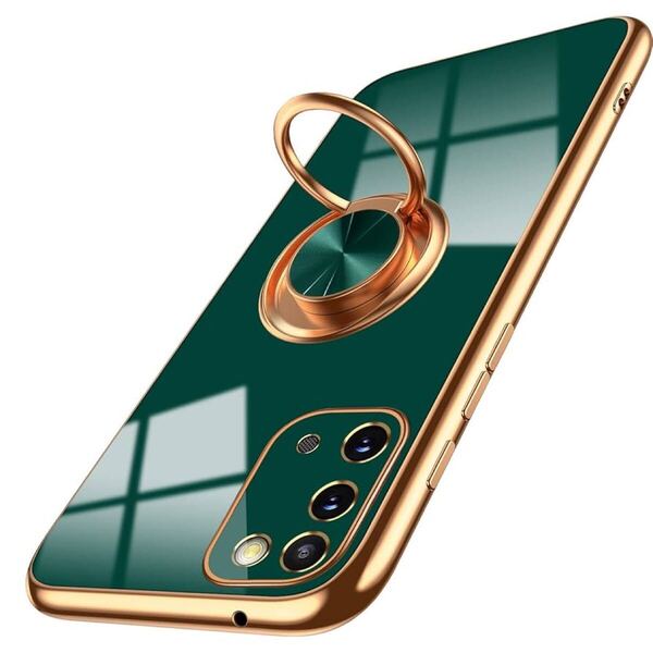 2308058☆ 【WYEPXOL】Galaxy S20 ケース リング付き 耐衝撃 落下衝撃吸収 tpu シリコン 軽量 薄型 メッキ加工 ストラップホール付き 緑