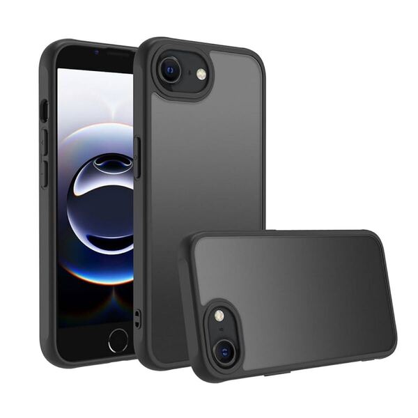 2308059☆ iPhone 16e/SE4 ケース 半透明 耐衝撃 軽量 薄型 人気 滑り止め 傷防止 指紋防止 PC 米軍MIL規格 ストラップホール付き 黒