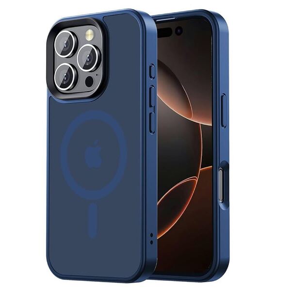 2308068☆ 【米軍規格・MagSafe対応】Gtsoho iPhone 16 Pro Max ケース 用 ケース 透明 マグネット搭載 ワイヤレス充電 耐衝撃 ネイビー