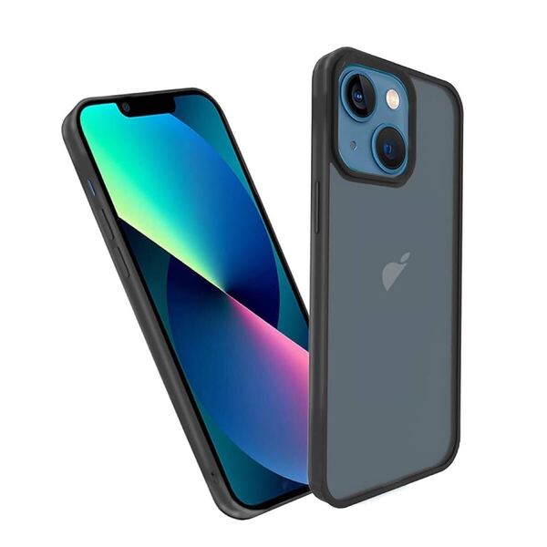 2308077☆ KPNS スマホケース iPhone 13 Mini ケース 米軍MIL規格 肌触りも良い 半透明 耐衝撃 超軽薄 指紋防止 黄変防止(ブラック)