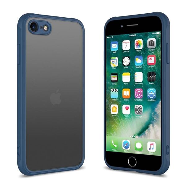 2306067☆ iPhone SE 第3世代 第2世代 ケース 耐衝撃 半透明 iPhone8 ケース 軽量 薄型 PC iPhone7カバー 滑り止め マット感 黄ばみなし 青