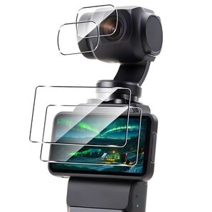 2306071☆ AQXNG ガラスフィルム 2枚 + カメラフィルム 2枚 DJI OSMO Pocket 3 用の フィルム 強化ガラス 液晶 保護フィルム