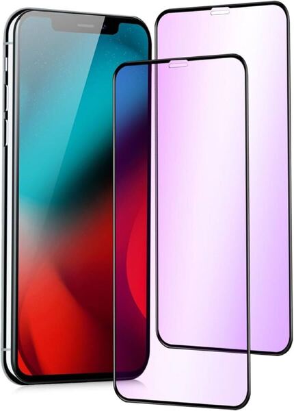 2314044☆ 【ブルーライトカット】 iPhone11PRO ガラスフィルム 全面保護 iPhone X/XS ガラス保護フィルム ブルーライト 2枚セット