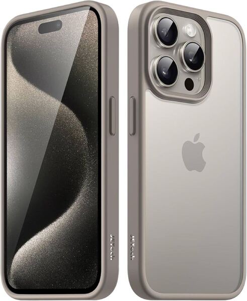 2309355 JETech マットケース iPhone 15 Pro 6.1インチ用 耐衝撃性ミリタリーグレードの落下防止 透明の背面電話カバー 指紋防止 (ナチ