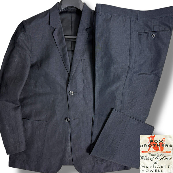 J6337 超美品 マーガレットハウエル FOX BROTHERS リネンサマーセットアップ ブラック M/L MARGARET HOWELL
