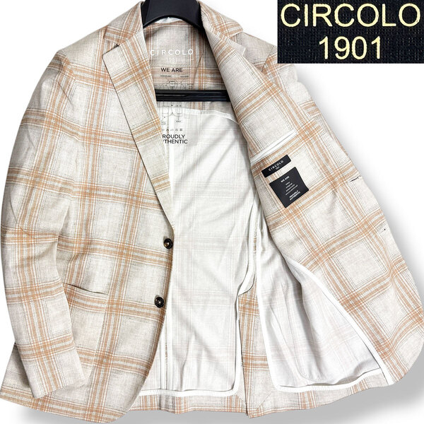 J5001 新品 チルコロ1901 CN4335 GIACCA PIQUET MERC コットンサマージャージージャケット ブラウン 48 CIRCOLO1901