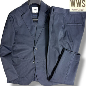 J7271 美品 WWS ライトスーツ セットアップ ダークネイビー M ワークウェアスーツ