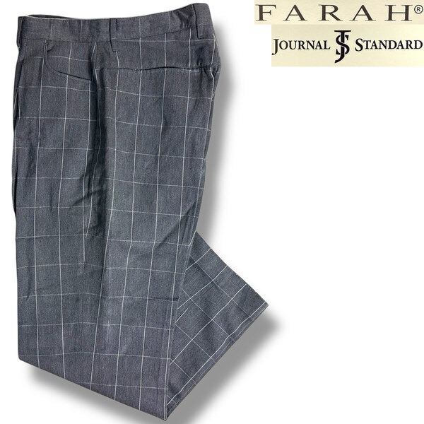 J3002 新品 ファーラー 23SS ジャーナルスタンダード別注 ツータックワイドパンツ グレー 32 FARAH JOURNAL STANDARD