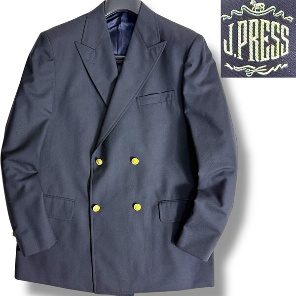 J3569 未使用 Jプレス 21SS ピークトラペル 金ボタン ダブル 紺ブレザー 紺ブレ 40 J.PRESS