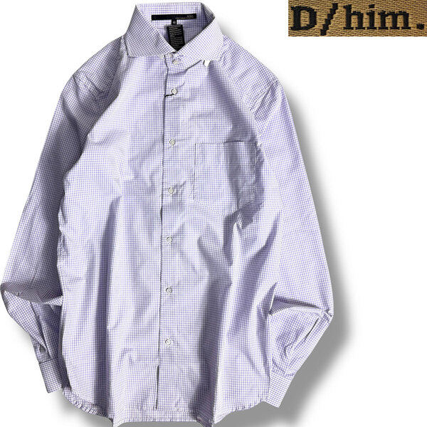 J6410 新品 D/him. ギンガムチェック柄シャツ パープル 48 ダブルスタンダードクロージングヒム
