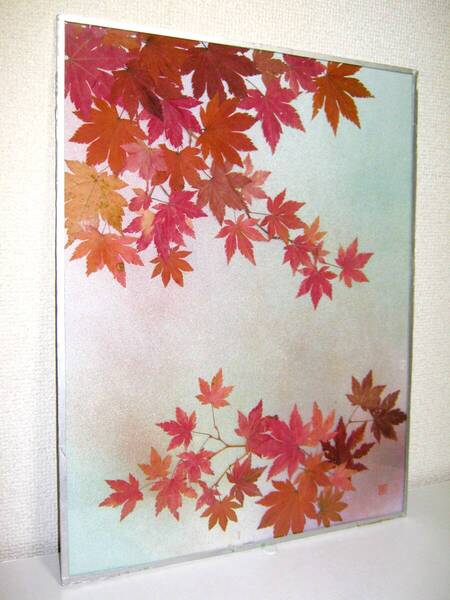 ビンテージ【押し花 フラワーアート】ハンドメイド もみじ 紅葉 ピンク リーフ 押花アート インテリア 手作り 押花 秋 レトロ ビンテージ