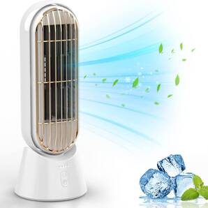 タワーファン 小型 扇風機 卓上 4000mAh大容量バッテリー 90°左右自動首振り 3段階風量調節 スリム扇風機 羽なし 充電式 静音