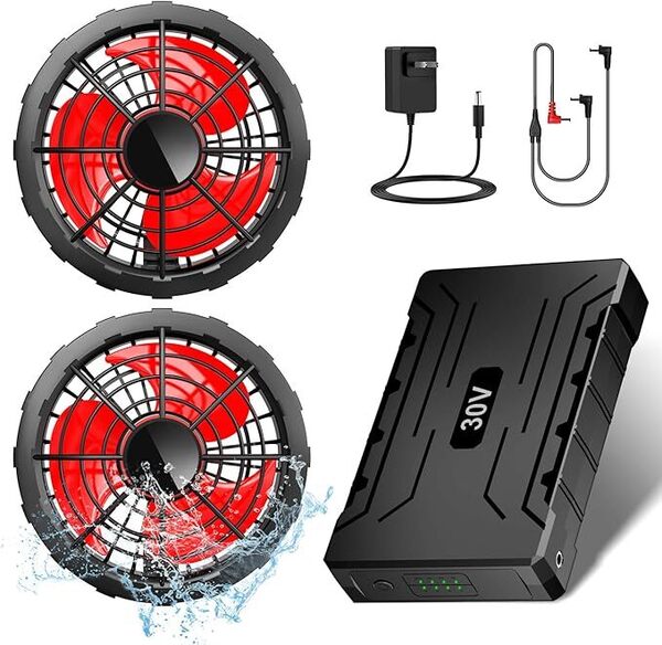 【30V超高出力&40000mAh/148Wh大容量&2025業界超強】ファンバッテリーセット 空調作業服用 暴風ファン