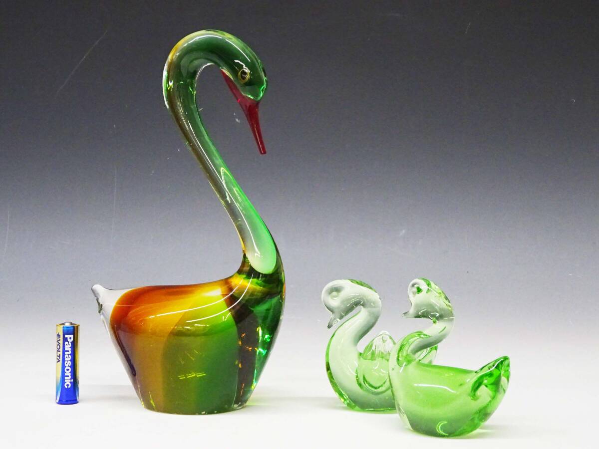 ガラス工芸 白鳥のオブジェ 高さ25㎝ 工芸品