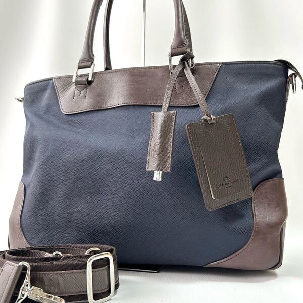 高級*ペッレモルビダ PELLE MORBIDA キャピターノ ビジネスバッグ 2way レザー ネイビー トートバッグ ショルダーバッグ 大容量 A4