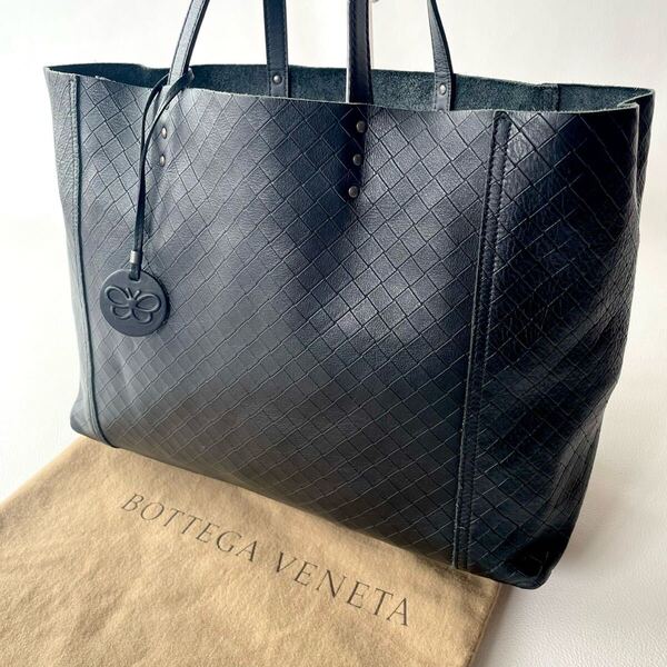 高級*BOTTEGA VENETA ボッテガヴェネタ トートバッグ イントレッチオミラージュ ブラック 黒 大容量 A4 ビジネスバッグ 肩掛け レザー