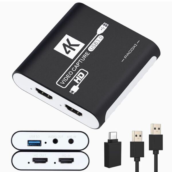 HDMI ビデオキャプチャー ボード キャプチャーボード 4K パススルー機能 1080P Switch ps4 ps5 USB3.0 Xbox ライブストリーミング録画 高速