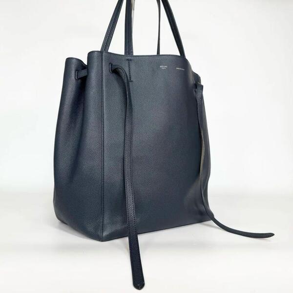 美品 CELINE カバファントム トートバッグ レザー カーフスキン ネイビー