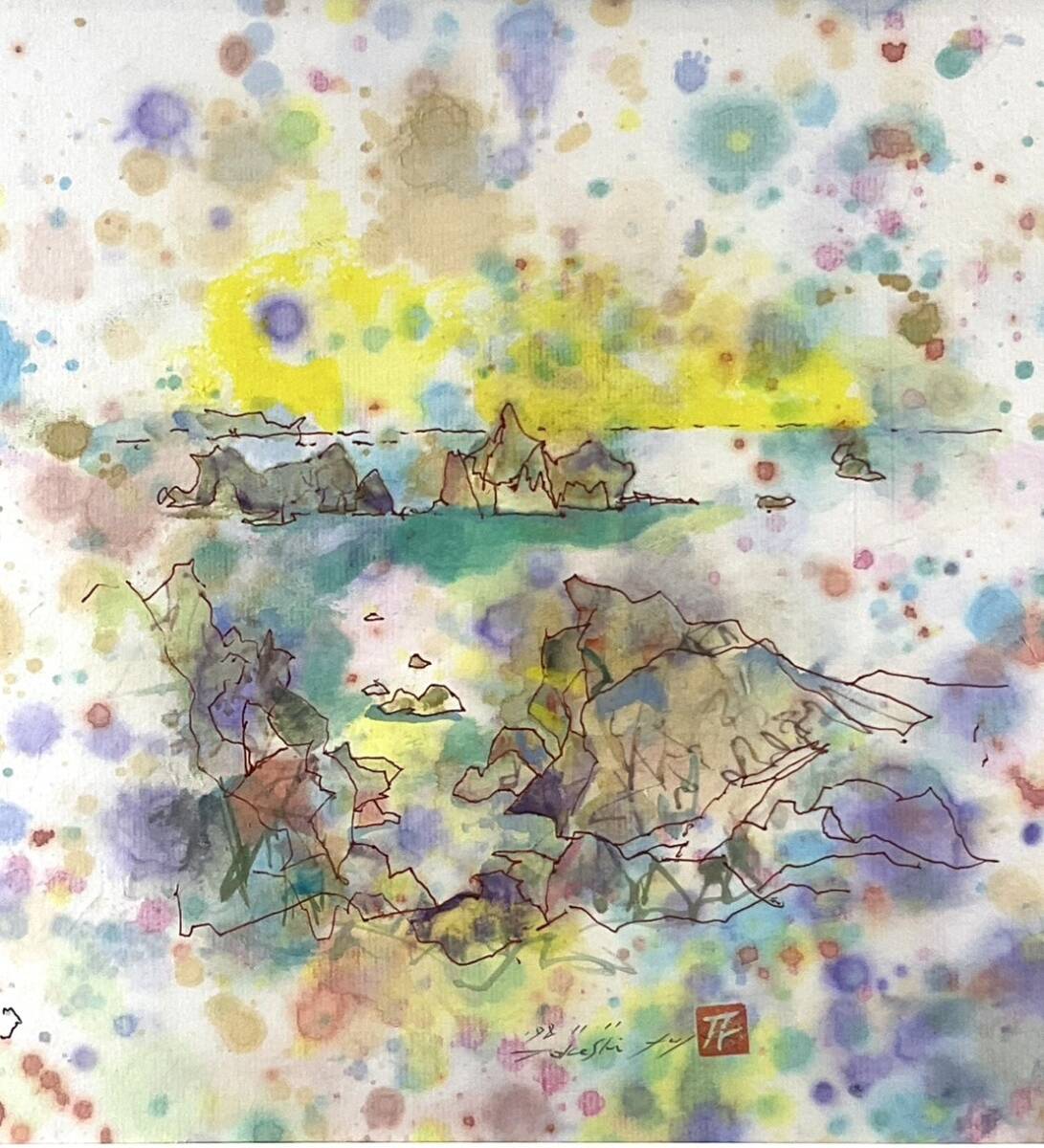 二川 和之、海月、希少画集画、新品額装