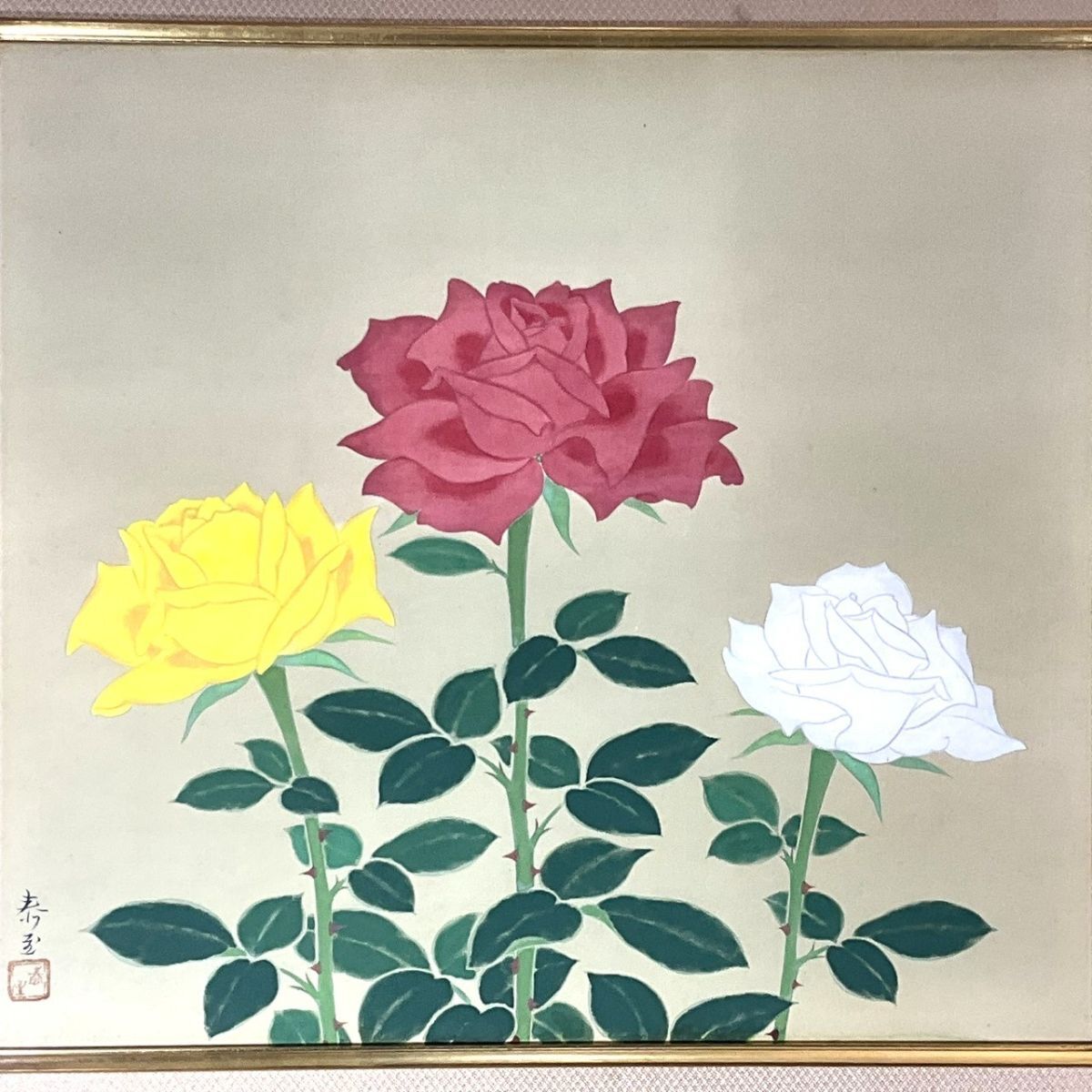 小茂田 青樹、春の夜、希少画集画、状態良好、新品額 額装付