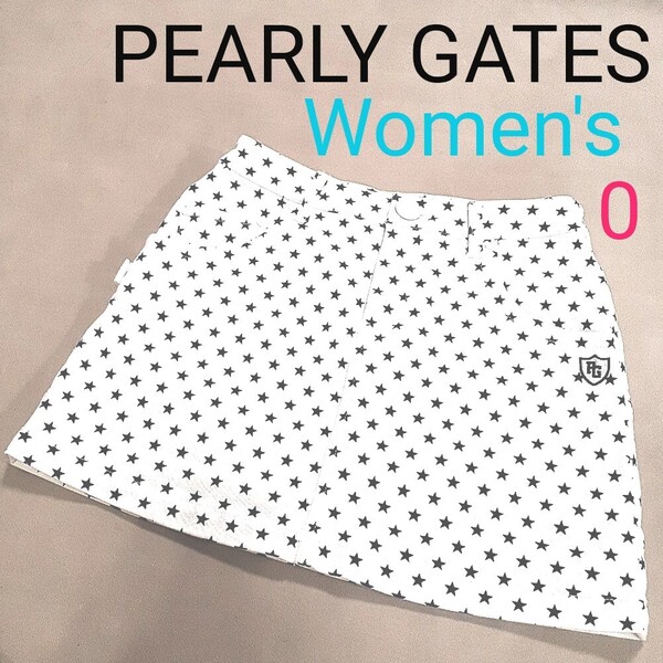 【超美品】PEARLY GATES パーリーゲイツ レディース0 S相当ストレッチスカート ゴルフウェア ゴルフスカート スカート 総柄 星