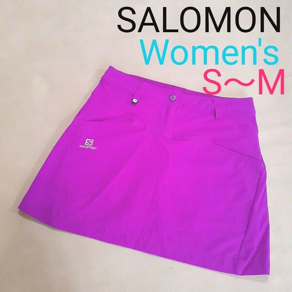【超美品】SALOMON サロモン レディース32 S〜M ランニングスカート インナーパンツ ジョギングスカート マラソン ハイストレッチ