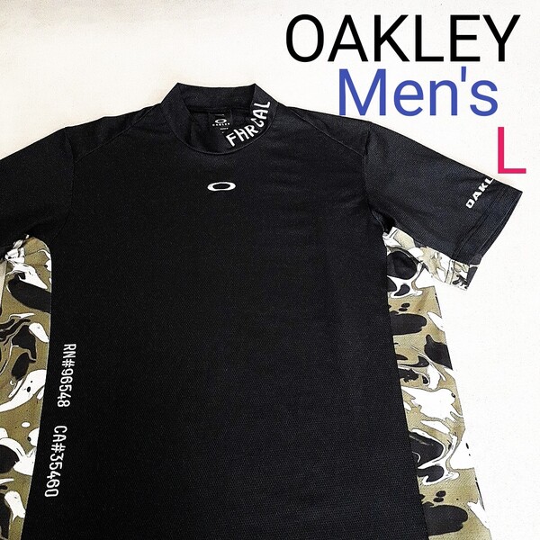 【超美品】OAKLEY オークリー メンズL 半袖モックネックシャツ ゴルフシャツ ゴルフウェア ゴルフモックネックシャツ 半袖 Tシャツ