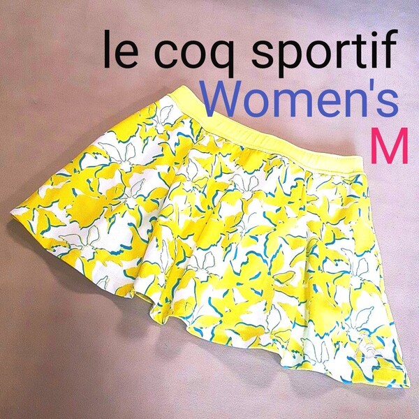 【超美品】le coq sportif ルコックスポルティフ レディースM テニススコート スコート ミニスカート テニスウェア 花柄 総柄 華やか
