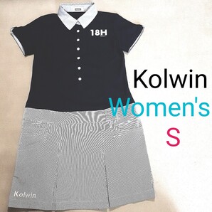 【超美品】Kolwin コルウィン レディースS 半袖ポロワンピース ゴルフウェア ワンピース 半袖ワンピース ゴルフウェア ゴルフスカート
