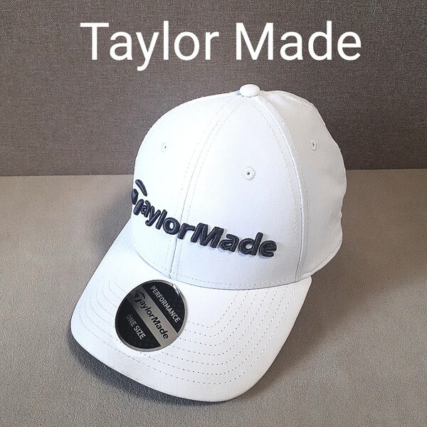 【超美品】TaylorMade テーラーメイド ゴルフ 帽子 キャップ ゴルフウェア 立体ロゴ ロゴ刺繍 男女兼用 ホワイト UNISEX ゴルフキャップ