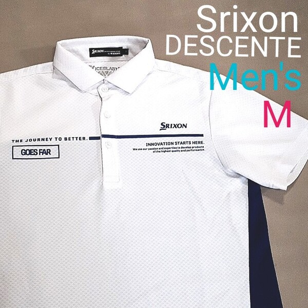 【超美品】Srixon ソリクソン DESCENTE デサント メンズM 半袖ポロシャツ ゴルフシャツ ゴルフウェア ゴルフストレッチシャツ
