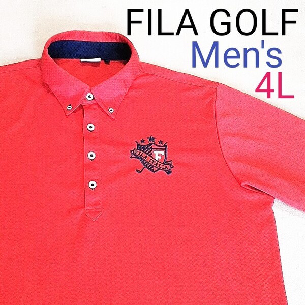 【超美品】FILA GOLF フィラゴルフ メンズ4L ゴルフポロシャツ ゴルフ半袖ポロシャツ ゴルフシャツ ゴルフボタンダウンポロシャツ