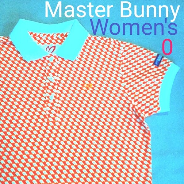 【超美品】Master Bunny Edition マスターバニーエディション レディース0 S相当 半袖ポロシャツ ゴルフウェア ポロシャツ 総柄 半袖 刺繍
