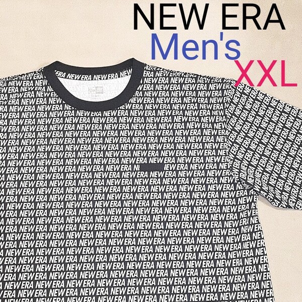 【超美品】NEW ERA ニューエラ メンズXXL Tシャツ ロゴシャツ 総柄 スポーツシャツ ランニング スポーツジム ビッグシルエット 希少サイズ