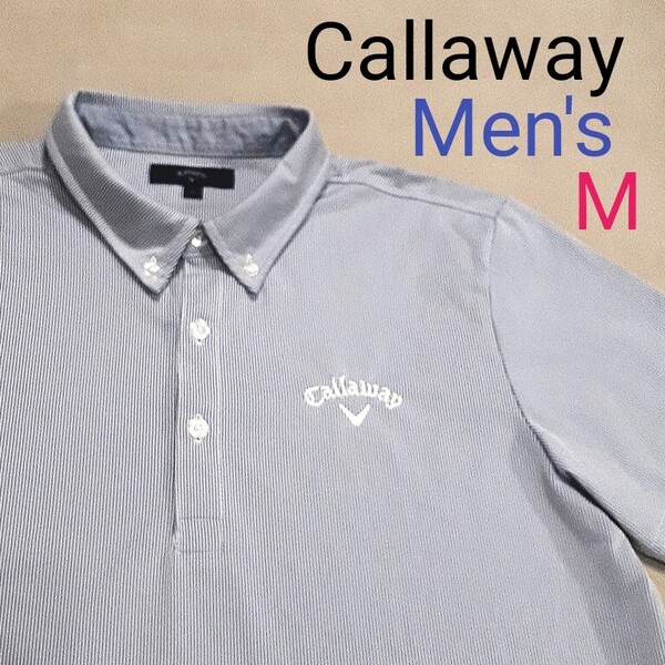 【超美品】Callaway キャロウェイ メンズM 半袖ゴルフ 半袖ポロシャツ 半袖ゴルフポロシャツ ゴルフウェア ゴルフシャツ ロゴ刺繍