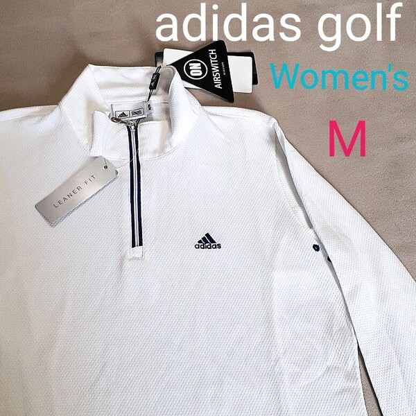 【新品】 adidas GOLF アディダス ゴルフ レディースM ハーフジップ 長袖 シャツ ゴルフ ウェア ゴルフモックネックシャツ ゴルフシャツ