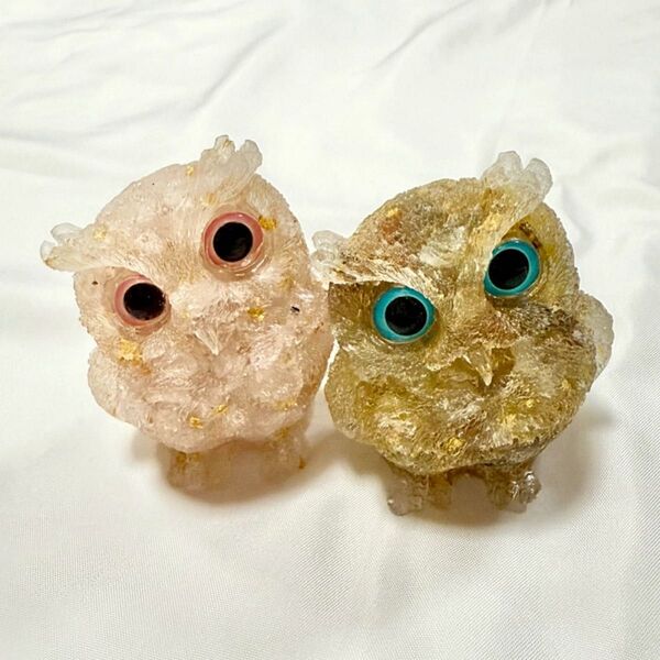 置物 フクロウ オルゴナイト インテリア 縁起物 風水 かわいい 天然石