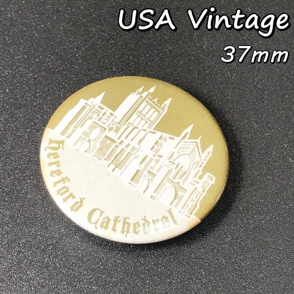 缶 バッジ アメリカ 輸入雑貨 ビンテージ 37mm 『 ピーターバラ大聖堂 』 バッチ ( BAT1313 )