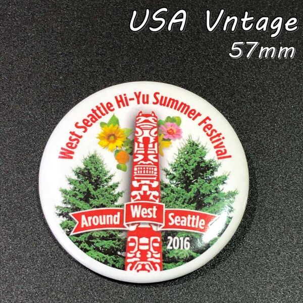 缶バッジ アメリカ 輸入 雑貨 ビンテージ 57mm 『 サマーフェスティバル 』 バッチ ( BAT785 )