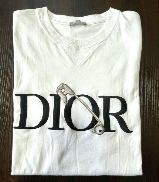 DIOR Tシャツ ディオール ×JUDY BLAMEジュディブレイム 043J625B0554 安全ピンロゴTシャツ ホワイトMコットン メンズ レディース