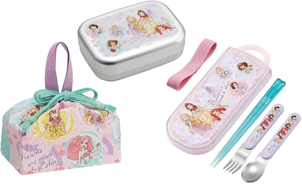 新品未開封◆Skaterアルミお弁当箱3点セット◆ディズニープリンセス370mlアルミ弁当箱トリオセットお弁当袋 子供キッズ女の子ピンク 日本製