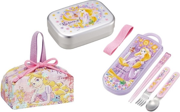新品未開封◆Skaterアルミお弁当箱3点セット◆ラプンツェル/ディズニープリンセス370mlアルミ弁当箱トリオ巾着 子供キッズ女の子紫 日本製