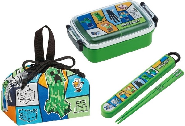 新品未開封◆Skaterお弁当箱3点セット◆マイクラマインクラフト450mlランチボックスお箸お弁当袋巾着 子供キッズ男の子女の子ゲーム 日本製
