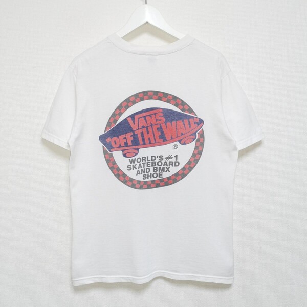 即決 M 90s VANS オールド バンズ Tシャツ SKATE BMX NATIVE AMERICAN 白 USA製